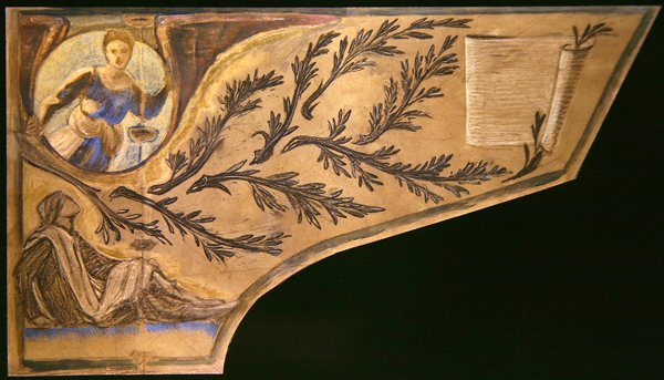 Poet Muse - zongora fedeles papír (színes kréta papírra) alkotó: Edward Coley Burne Jones