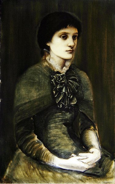 Portré egy zöld ruhás lányról (olaj, vászon) alkotó: Edward Coley Burne Jones
