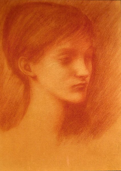 Vörös fej / Lányportré (kréta, papír) alkotó: Edward Coley Burne Jones