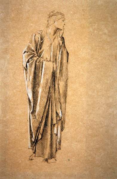 Tanulmány Danae számára, 1885 körül (fekete-fehér kréta barna papíron) alkotó: Edward Coley Burne Jones