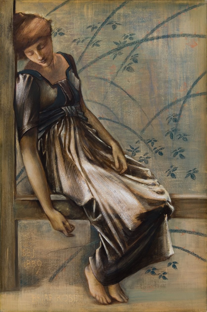 Tanulmány a Briar Rose sorozathoz, The Garden Court alkotó: Edward Coley Burne Jones