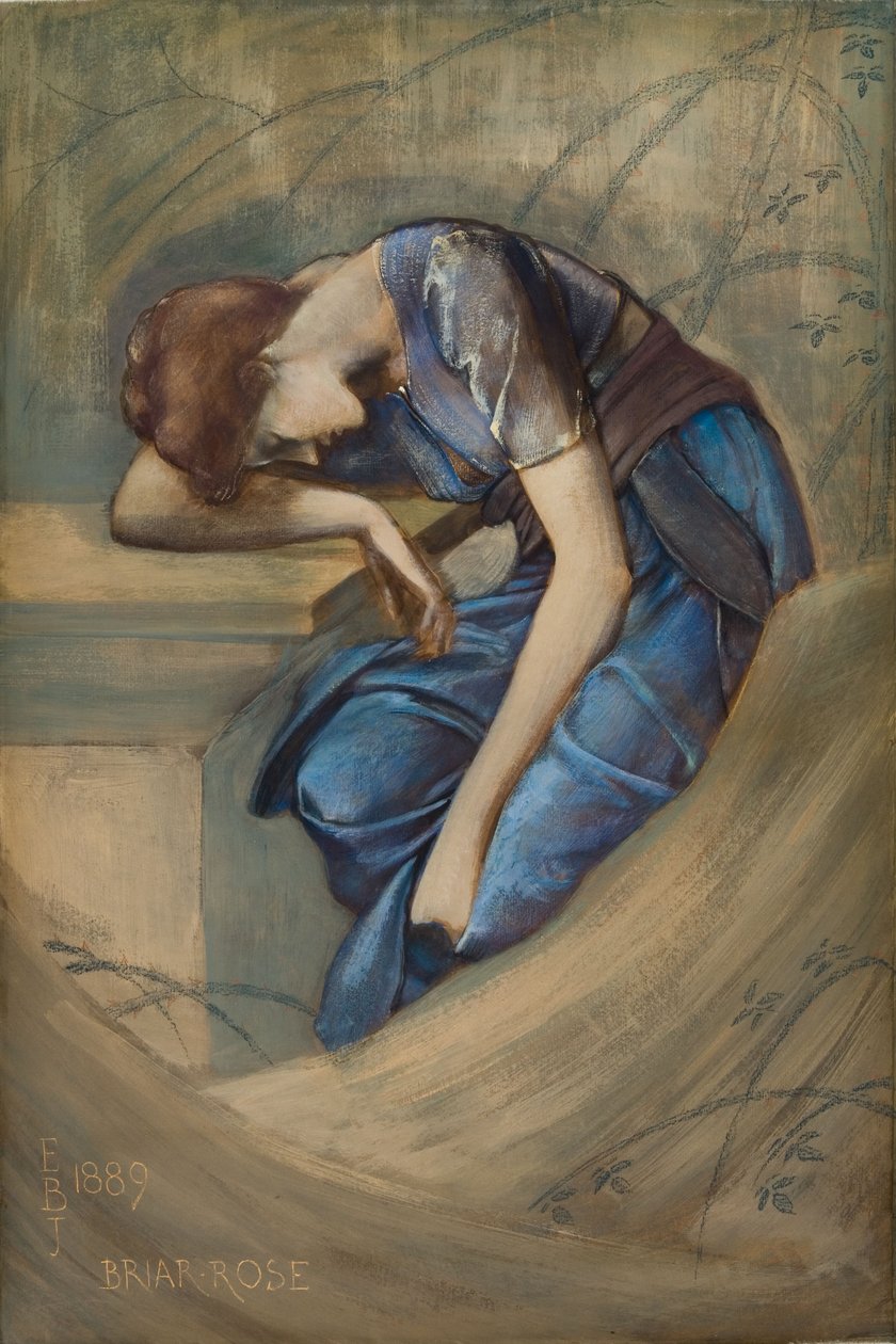 Tanulmány a Briar Rose sorozathoz, The Garden Court alkotó: Edward Coley Burne Jones