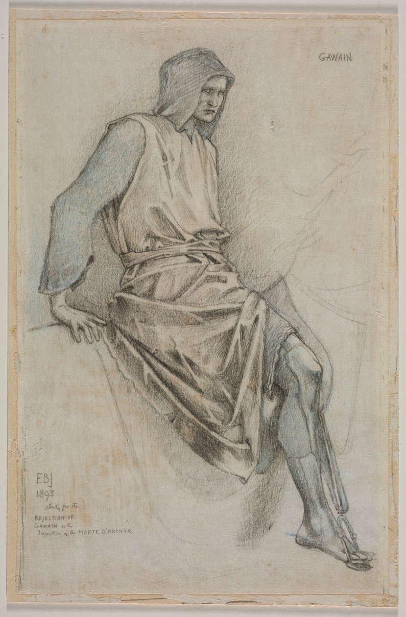 Tanulmány Gawain kudarcához a Szent Grál gobelinekből alkotó: Edward Coley Burne Jones