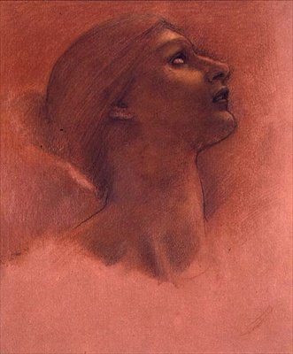 Tanulmány a "Remény" fejéhez, 1870 körül (kréta) alkotó: Edward Coley Burne Jones