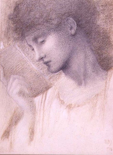 Fej tanulmányozása (kréta papíron) alkotó: Edward Coley Burne Jones