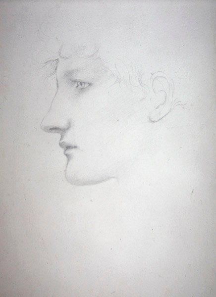 Tanulmány egy fejről – Bessie Keane, 1893 körül (ceruza papíron) alkotó: Edward Coley Burne Jones