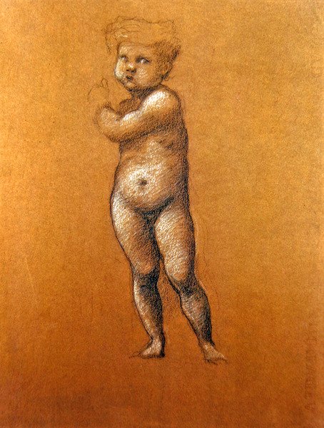 „Káin” vagy „Ábel” csecsemő alakjának tanulmányozása a római amerikai egyház mozaikjaihoz alkotó: Edward Coley Burne Jones