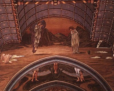 Az Angyali üdvözlet és egy allegorikus keresztre feszítés része alkotó: Edward Coley Burne Jones