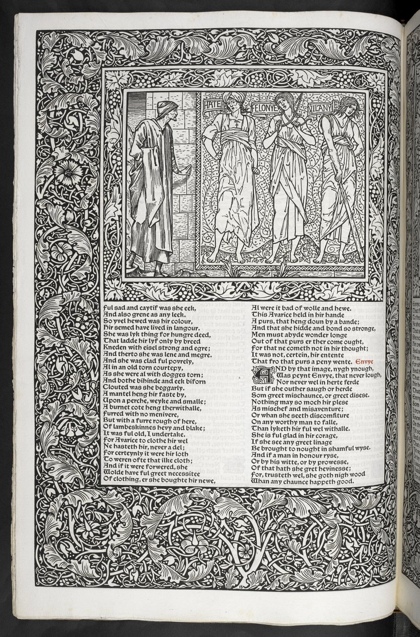 "Geoffrey Chaucer munkái most újonnan Sir Edward Burne-Jones által tervezett képekkel" alkotó: Edward Coley Burne Jones