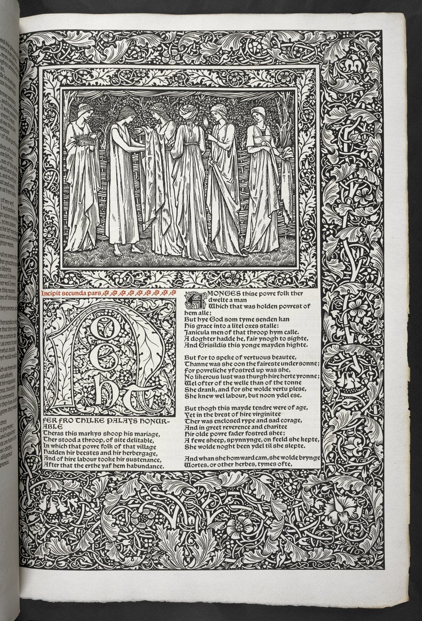 "Geoffrey Chaucer munkái most újonnan Sir Edward Burne-Jones által tervezett képekkel" alkotó: Edward Coley Burne Jones