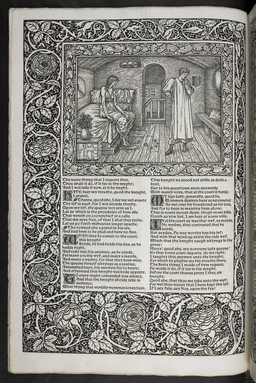 "Geoffrey Chaucer munkái most újonnan Sir Edward Burne-Jones által tervezett képekkel" alkotó: Edward Coley Burne Jones