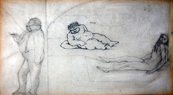 William Morris és a művész a gőzfürdőben, 1890 körül (ceruza papíron) alkotó: Edward Coley Burne Jones