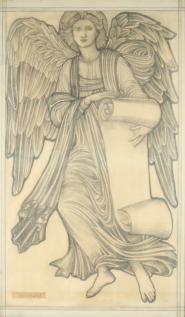 Angyal tekercssel – kilences szám, 1880 (kréta papíron) alkotó: Edward Burne Jones