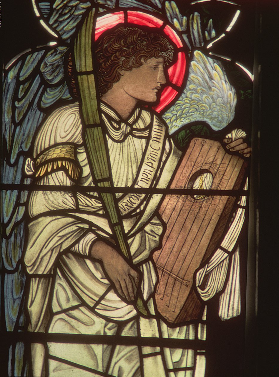 Angyal lírával, a St. Cecilia ablakból, Christ Church, Oxford, 1875 alkotó: Edward Burne Jones