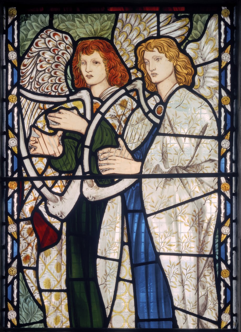Angyalok hárfán játszanak, 1866 (festett üveg) alkotó: Edward Burne Jones