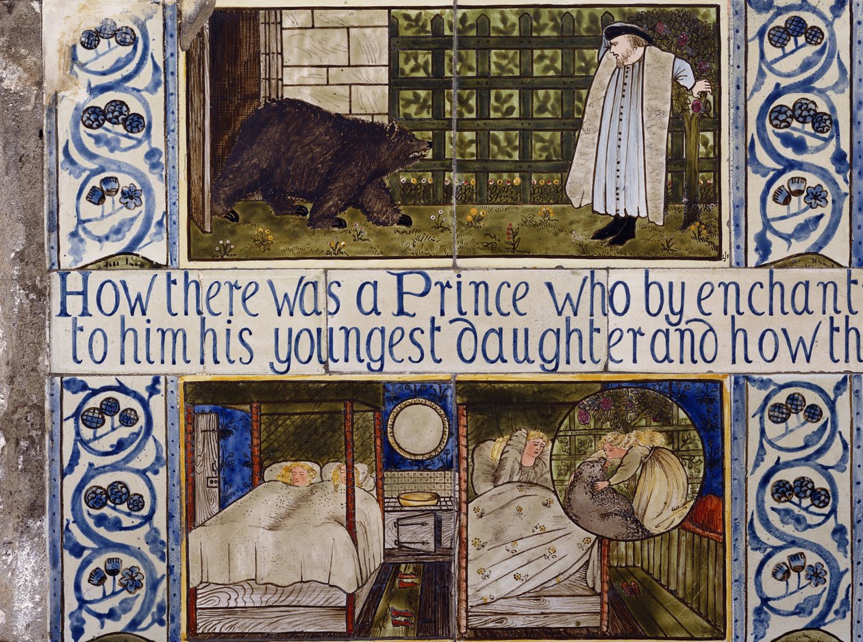 A Szépség és a Szörnyeteg csempepanel, Morris, Marshall, Faulkner & Co., 1867 körül alkotó: Edward Burne Jones