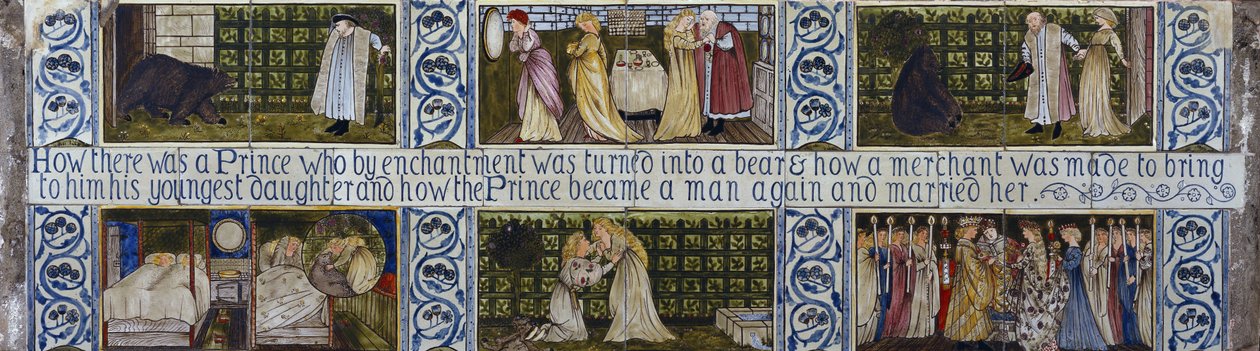 A Szépség és a Szörnyeteg csempepanel, Morris, Marshall, Faulkner & Co., 1867 körül alkotó: Edward Burne Jones