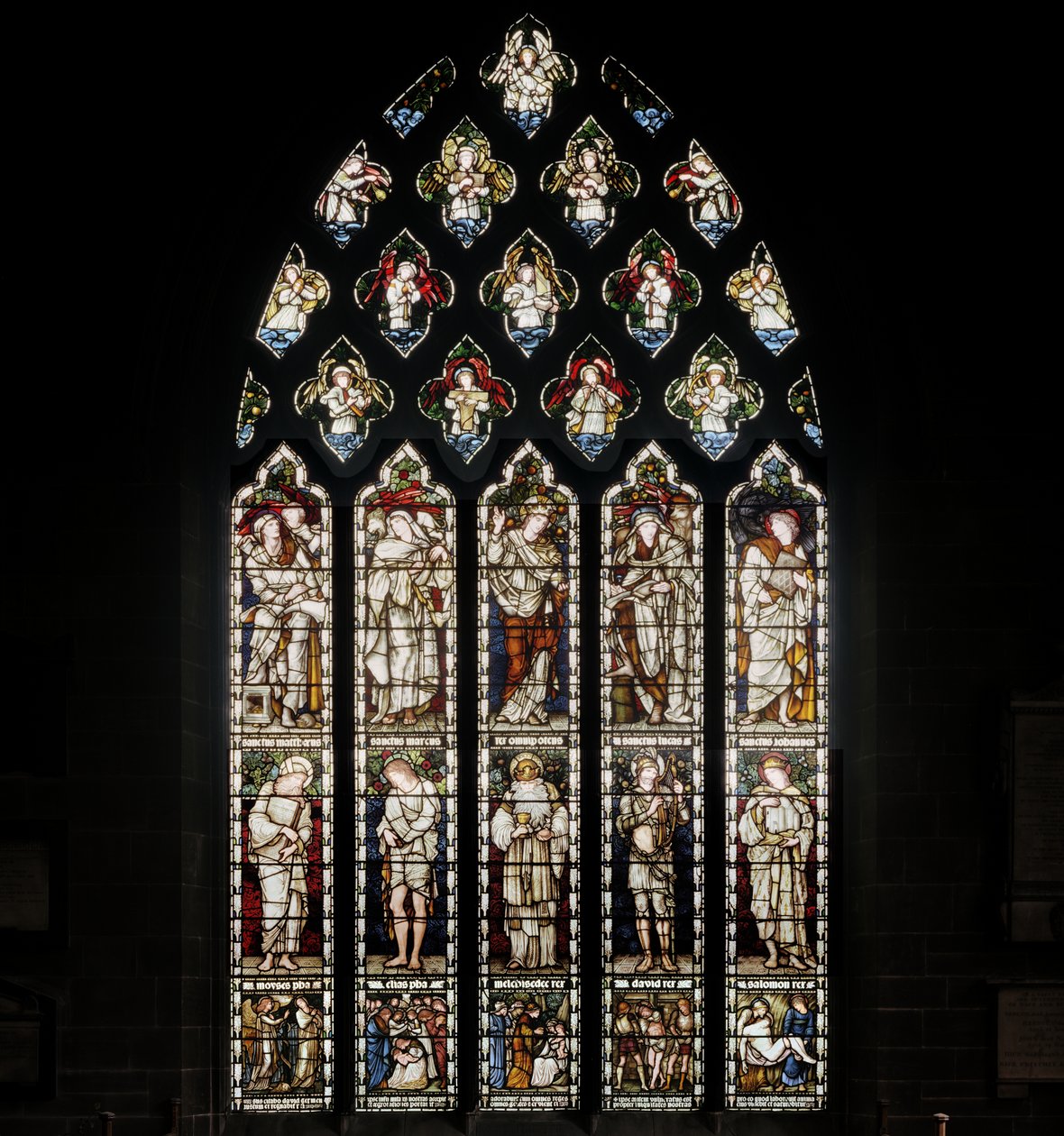 Birmingham, St Martin In The Bull Ring, Morris & Co., Edward Burne-Jones, Overall Window, 1876 alkotó: Edward Burne Jones