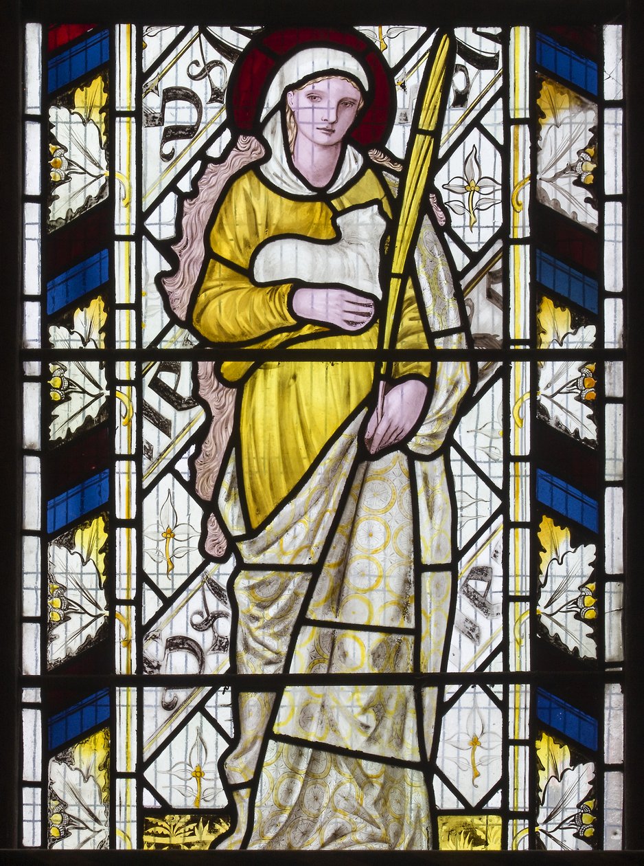 Cambridge, All Saints, Morris Marshall & Faulkner & Co, Edward Burne-Jones, St Agnes, 1866 alkotó: Edward Burne Jones
