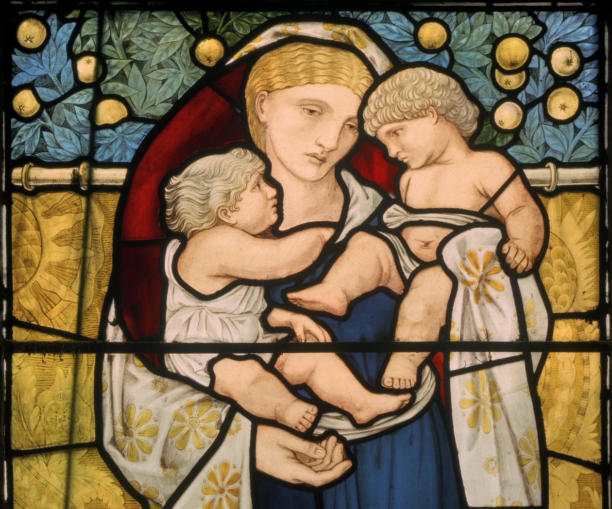 Jótékonysági, 1868-as tervezés (ólomüveg) alkotó: Edward Burne Jones