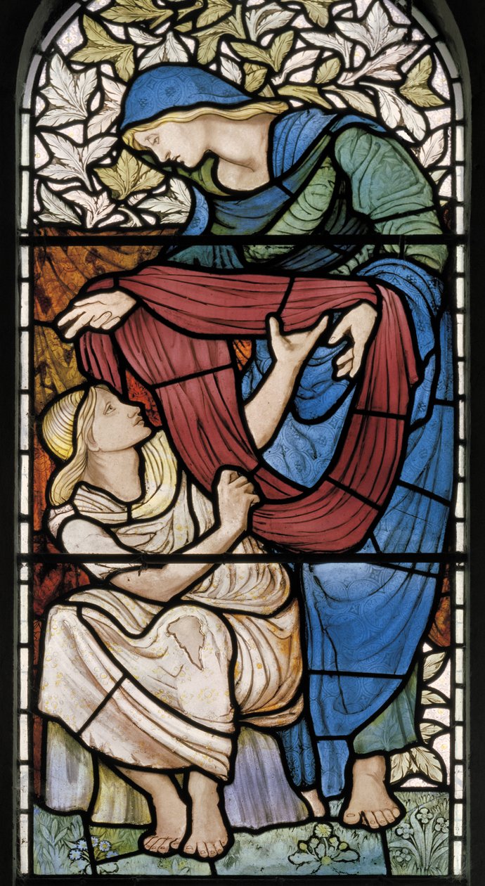 Ruházat The Naked, 1877 (festett üveg) alkotó: Edward Burne Jones