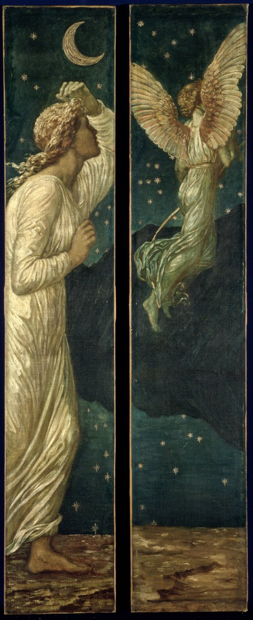 Ámor és Psyche – Palotai zöld falfestmények – Ámor elrepül a Psyché elől, 1881 alkotó: Edward Burne Jones