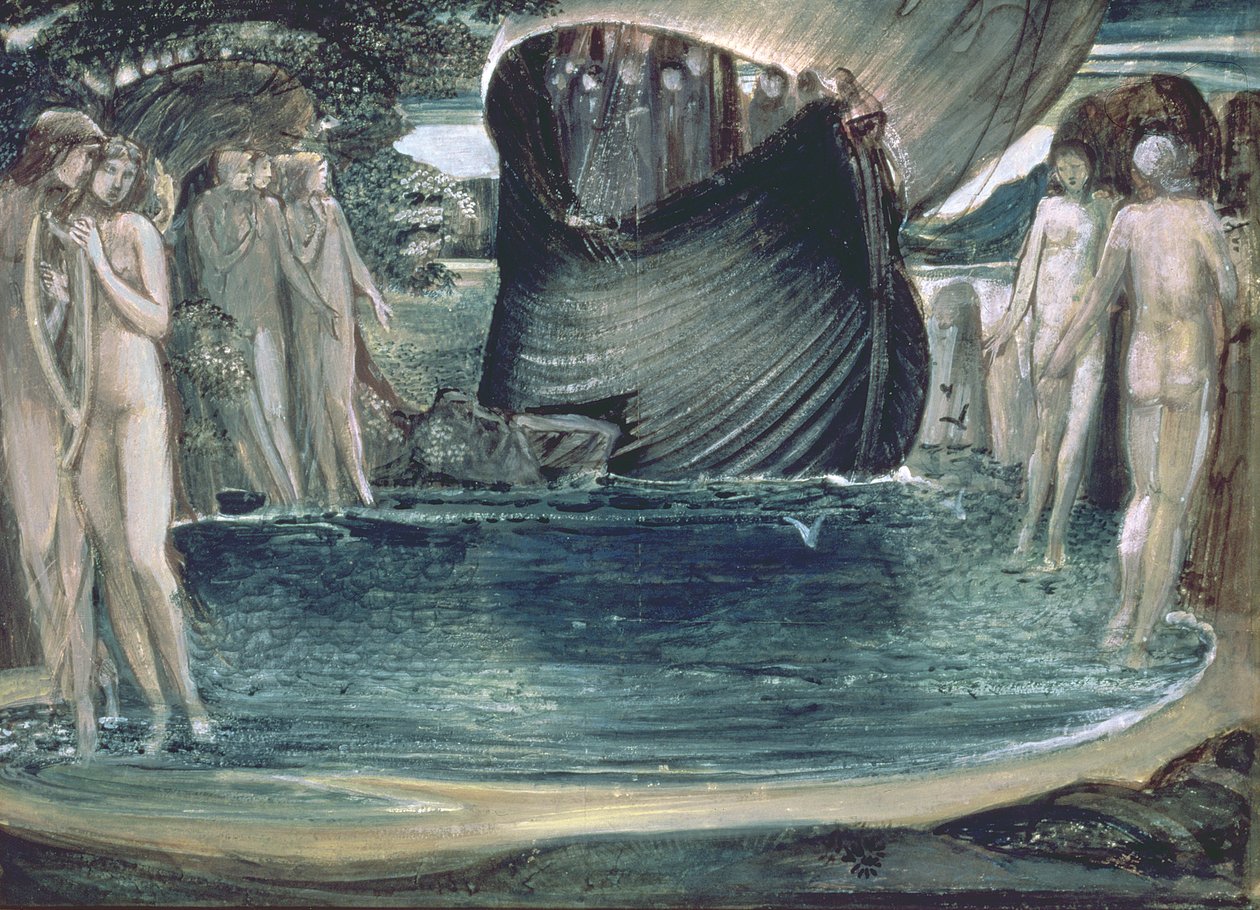 Design for The Sirens, 1890-es évek (wc, gouache és gumiarábikum papíron) alkotó: Edward Burne Jones