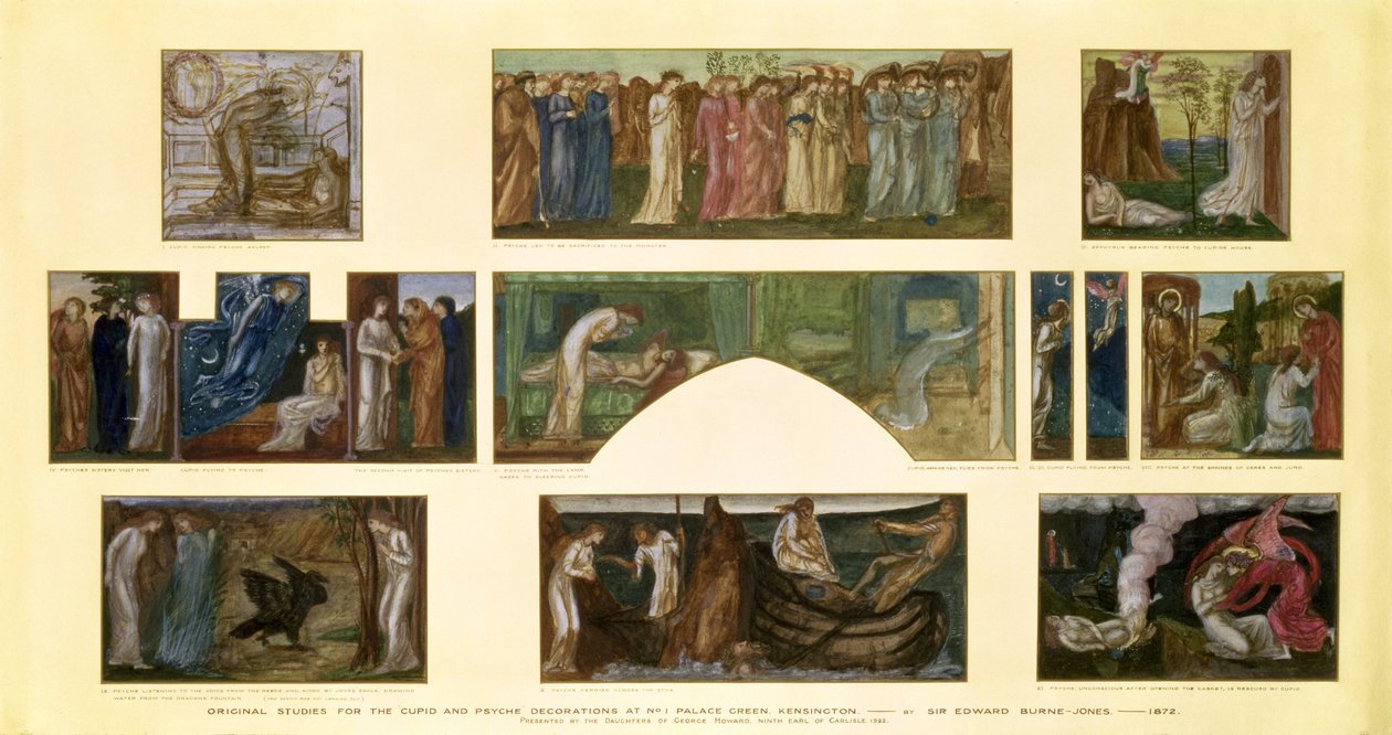 Tervek a "Cupid and Psyche" dekorációhoz a No.1 Palace Greenben, Kensington, 1872 alkotó: Edward Burne Jones