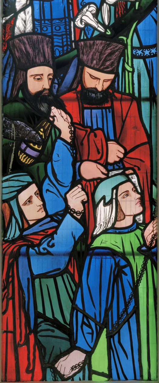 Részlet a Salamon és Sába királynője körmenetéből, 1857 (festett üveg) alkotó: Edward Burne Jones