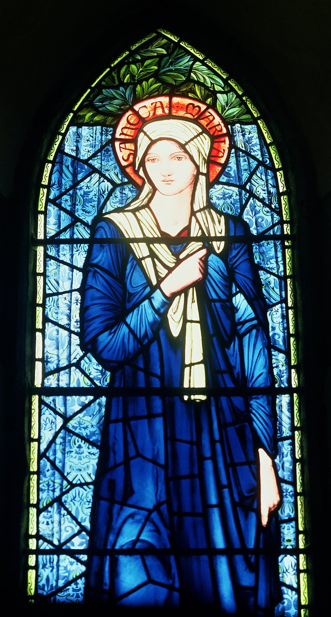 Szűz Mária ólomüveg részlete alkotó: Edward Burne Jones
