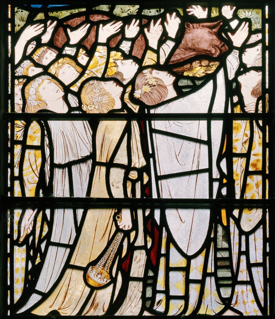 Illés és Baal papjai, részlet, 1863 (festett üveg) alkotó: Edward Burne Jones