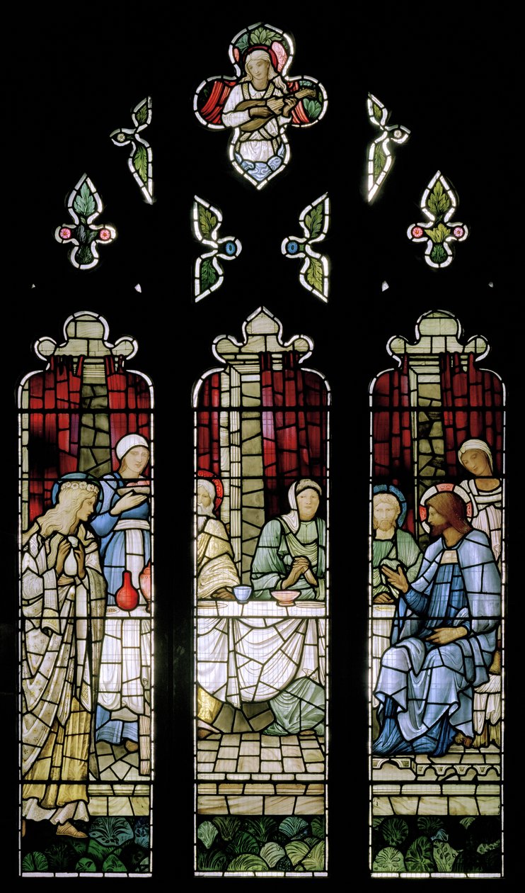 Lakoma Simon házában, 1885 (festett üveg) alkotó: Edward Burne Jones