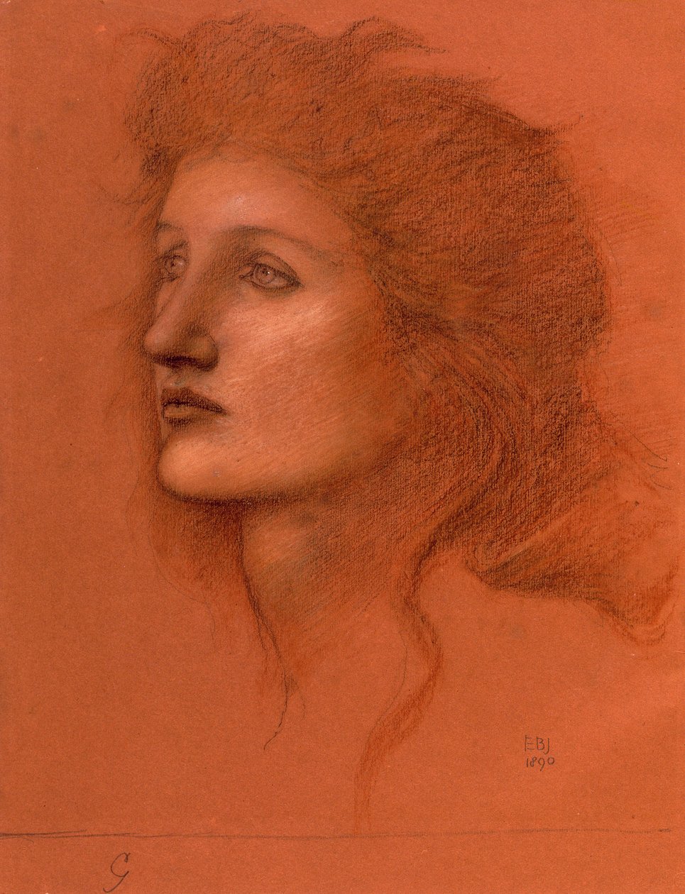 Női fej, 1890 (pasztell, papír) alkotó: Edward Burne Jones