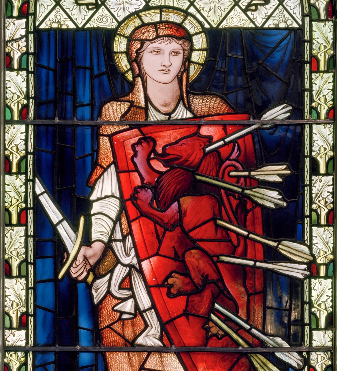 Fortitude figurája, 1896 körül (festett üveg) alkotó: Edward Burne Jones