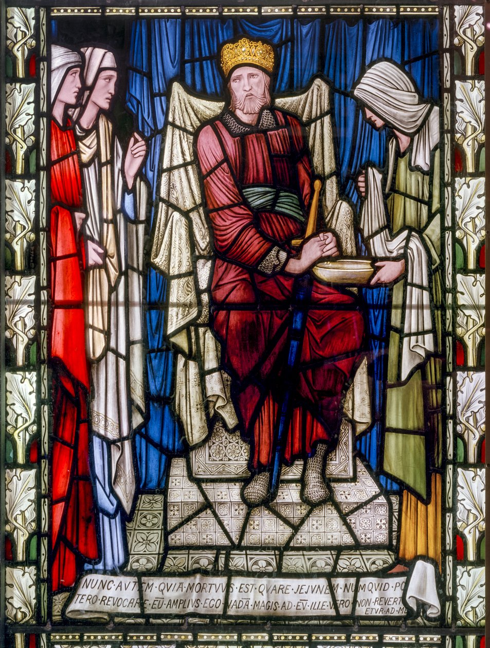 Dávid király és jótékonyság, 1896 körül (festett üveg) alkotó: Edward Burne Jones