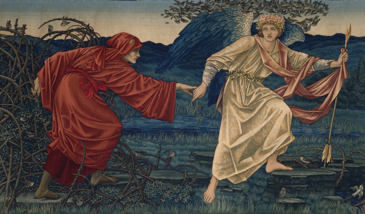 Szerelem a zarándok vezetésében, gobelin, 1909 alkotó: Edward Burne Jones