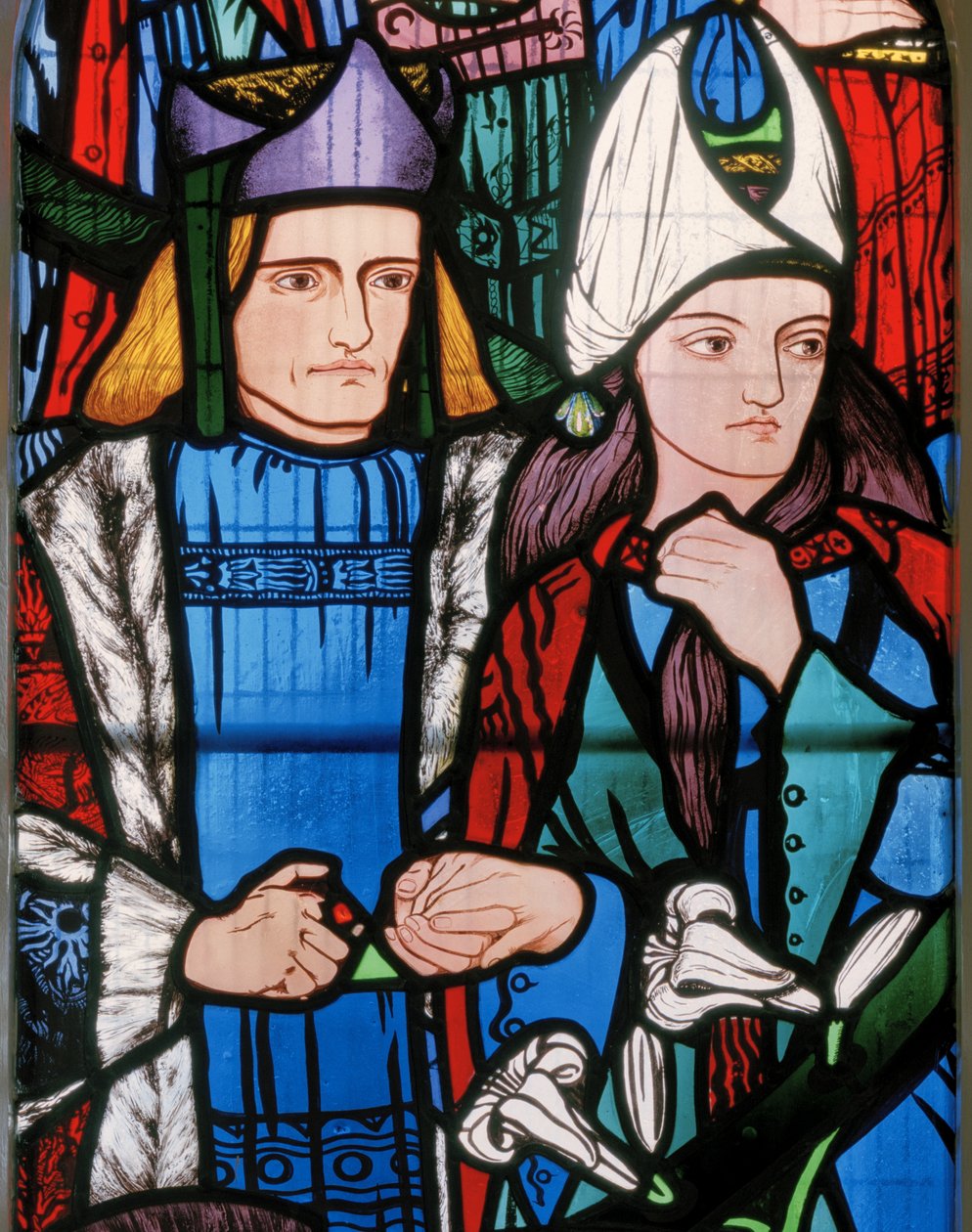 Salamon és Sába királynője, 1857 (festett üveg) alkotó: Edward Burne Jones