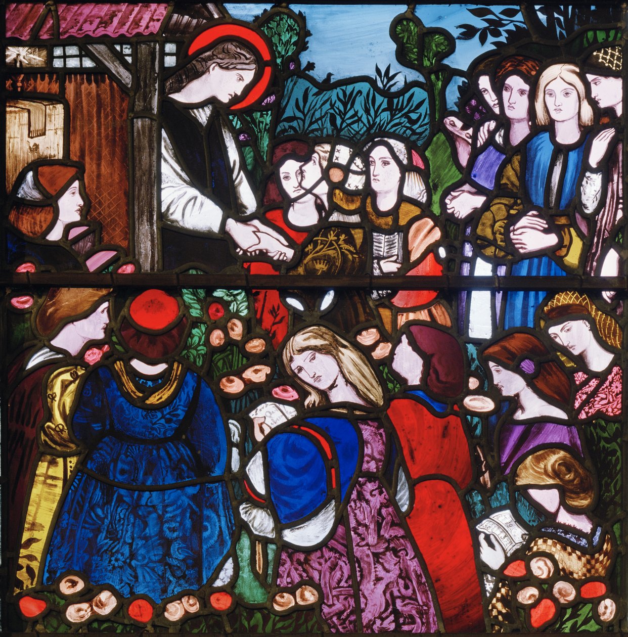 St Frideswide, részlet, 1859 (ólomüveg) alkotó: Edward Burne Jones