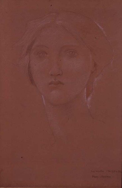 Margaret Burne-Jones tanulmánya „Kophetua király és a kolduslány” című könyvhöz (fekete, fehér és szangvinikus kréta papíron) (lásd: 100690) alkotó: Edward Coley Burne Jones