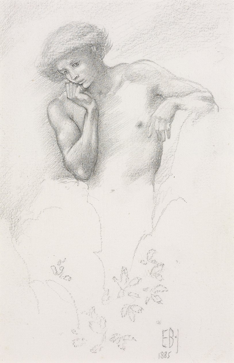 Tanulmány egy dombtündérről az "Arthur in Avalon" számára, 1885 alkotó: Edward Burne Jones