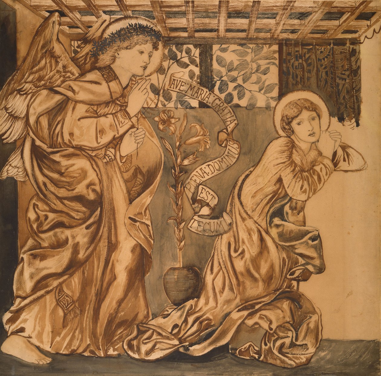 Angyali üdvözlet (akvarell papíron) alkotó: Edward Burne Jones