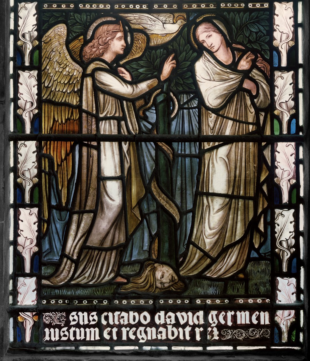 Angyali üdvözlet, 1876 (festett üveg) alkotó: Edward Burne Jones