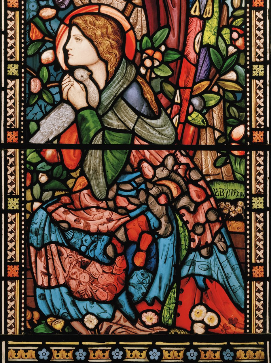 Az Angyali üdvözlet, 1860 körül (ólomüveg) alkotó: Edward Burne Jones