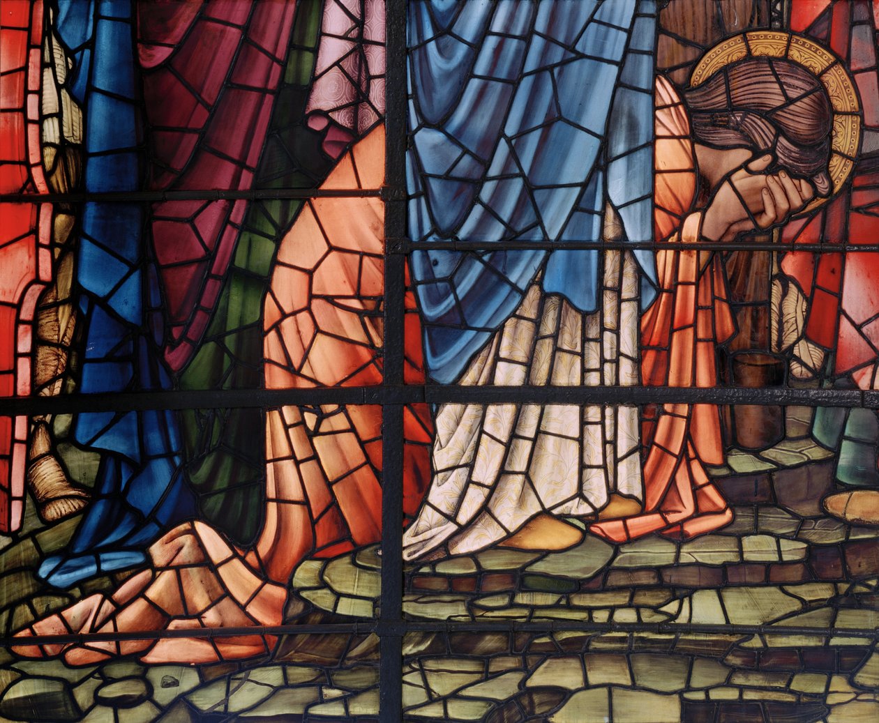 A keresztrefeszítés ablaka, részlet, Mária Magdolna, 1888 (festett üveg) alkotó: Edward Burne Jones
