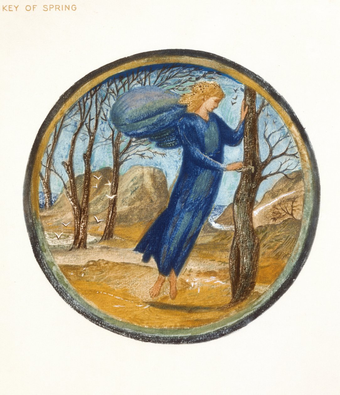 A Virágkönyv: XI. Tavasz kulcsa, 1905 (litó, gouache papíron) alkotó: Edward Burne Jones