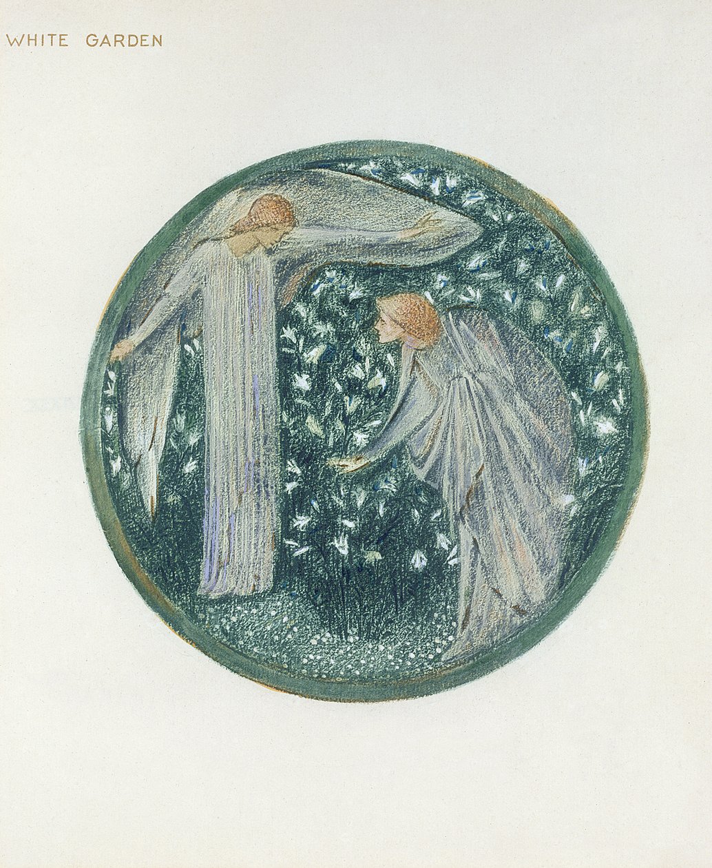 A Virágkönyv: XXXIV. White Garden, 1905 (litho gouache, papíron) alkotó: Edward Burne Jones