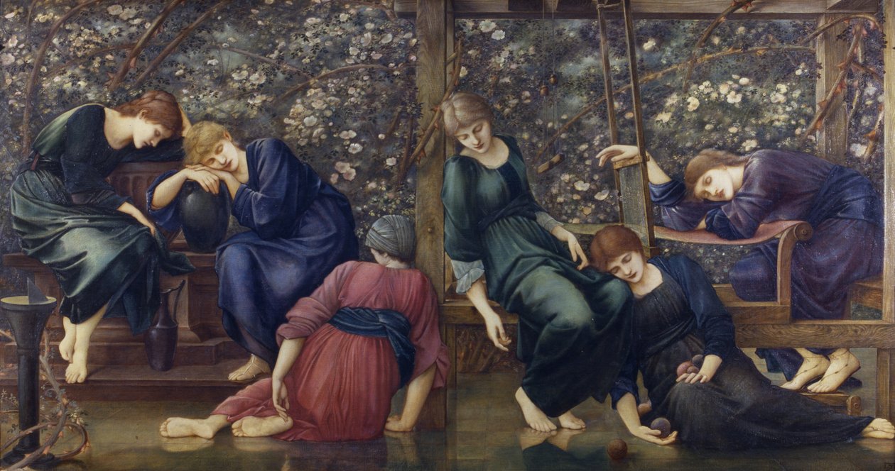 The Garden Court, a Briar Rose sorozatból, 1894 körül (olaj, vászon) alkotó: Edward Burne Jones