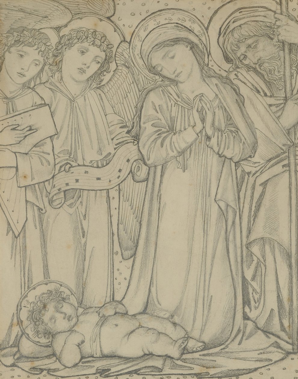 A Szent Család, 1874 körül (kréta papíron) alkotó: Edward Burne Jones