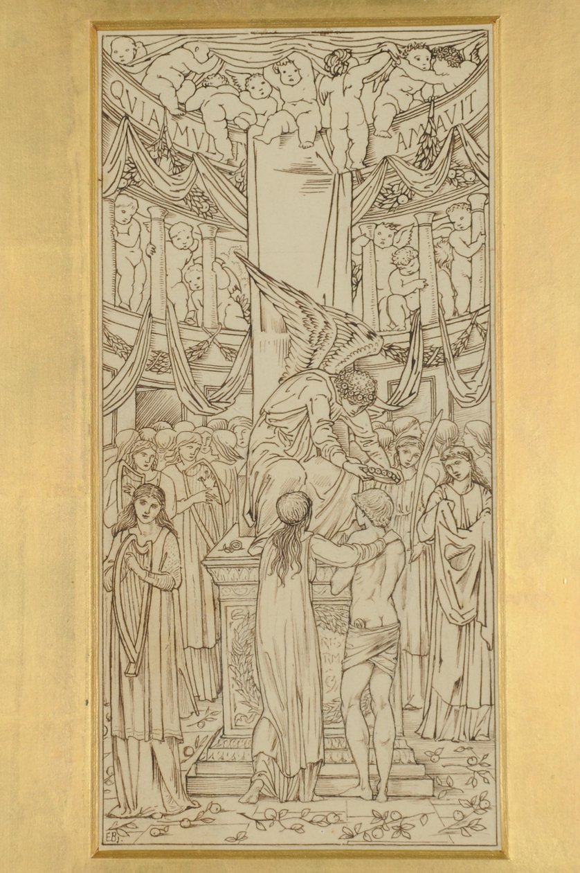 A misztikus házasság, 1871-74 (tinta papíron) alkotó: Edward Burne Jones