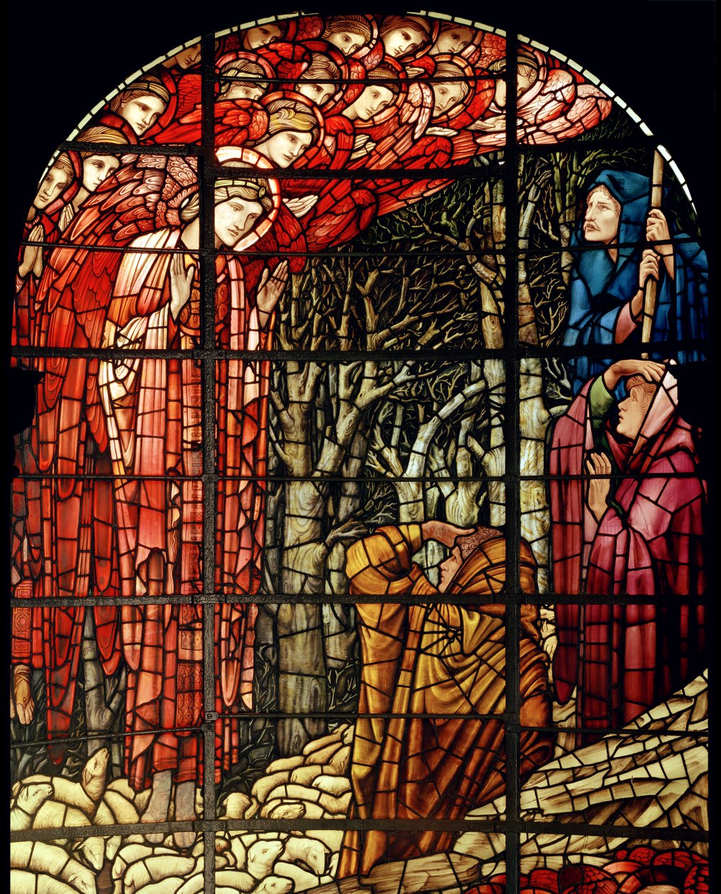 A betlehemes ablak, részlet, A pásztorok, 1888 (ólomüveg) alkotó: Edward Burne Jones